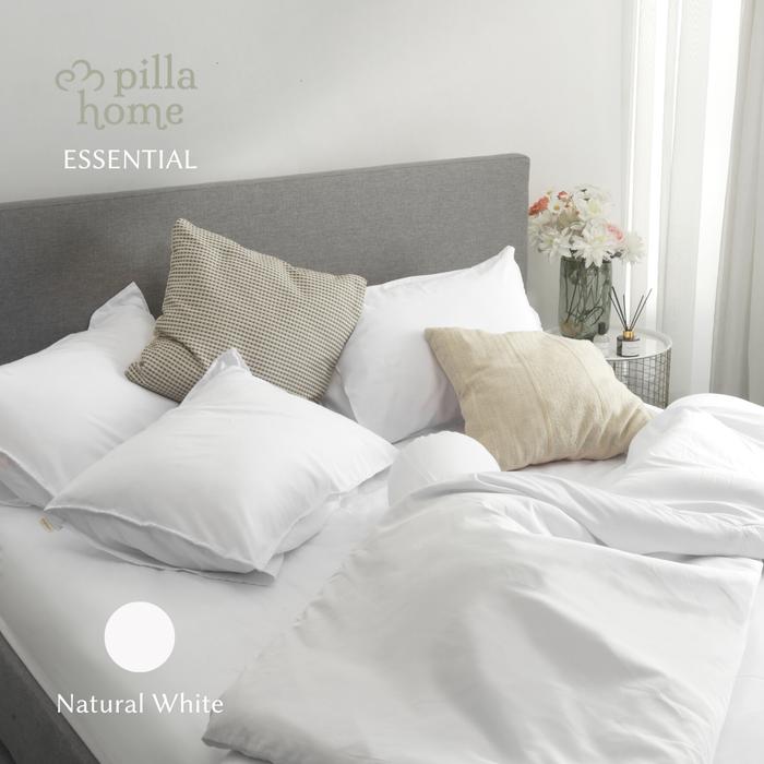 Gambar BEDCOVER SET 160x200 Pilla Home Essential Bed Cover + Sprei Queen - White dari Pilla Home Indonesia undefined Tokopedia