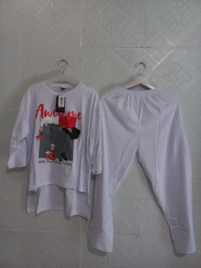 Gambar ONE SET WANITA BAHAN COTON COMBAD NYAMAN ADEM / SETELAN WANITA MURAH - Putih dari D&A SPEEDS undefined Tokopedia