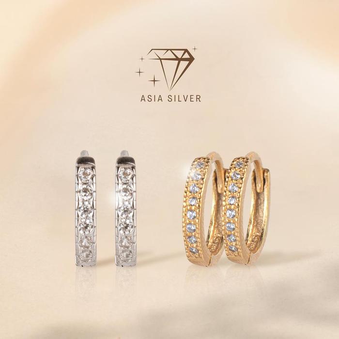 Gambar Anting Jepit Bulat Perak Asli Sterling Silver 925 Wanita Fashion Korea - Mata 1 Baris, Putih dari Asia Silver Indonesia undefined Tokopedia