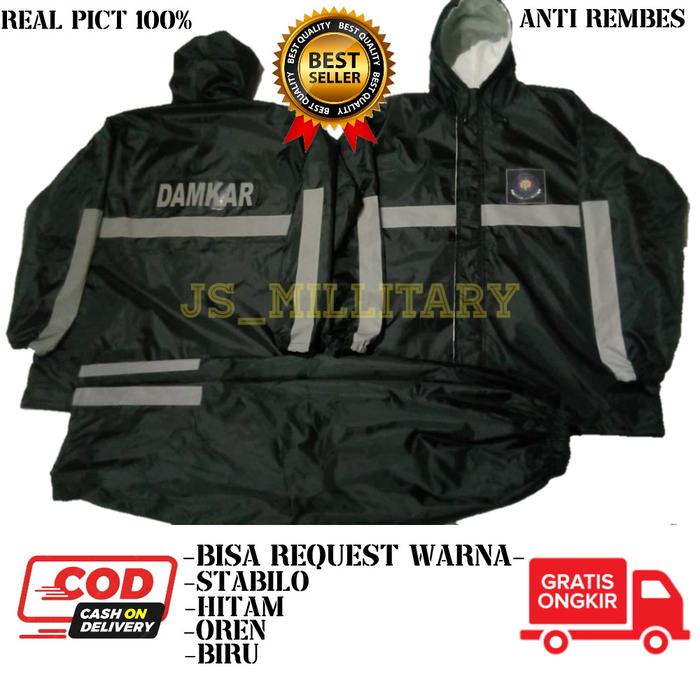Gambar Jas Hujan Damkar Setelan Jas Hujan Pemadam Kebakaran - Hitam, 5XL dari Jaya Sejati Millitary undefined Tokopedia