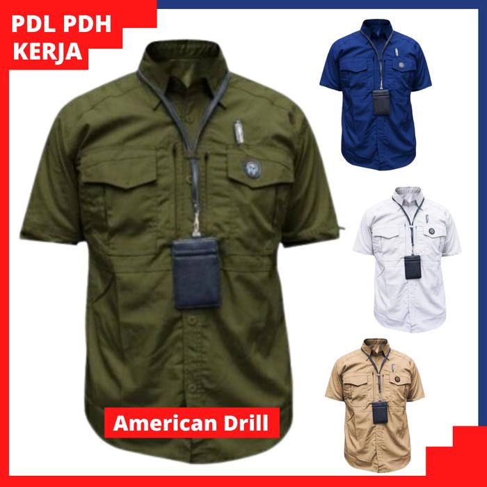 Gambar Kemeja Tactical Lengan Pendek PDL Lapangan Kerja Baju PDH - Army, L dari Tactees Outdoor undefined Tokopedia