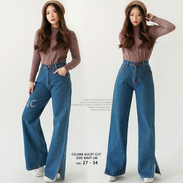 Gambar Celana Kulot Navy Jeans - Celana Kulot Cut Side - Celana Kulot Panjang - Cut Side Navy, 27 dari ANCIENSHOP_NEW undefined Tokopedia