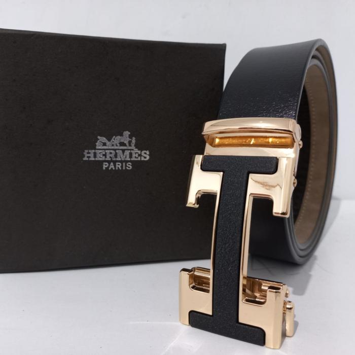 Gambar Ikat Pinggang Rel Pria Kulit Asli Tanpa Lapisan - Gold dari Anugrah Jaya Leather undefined Tokopedia