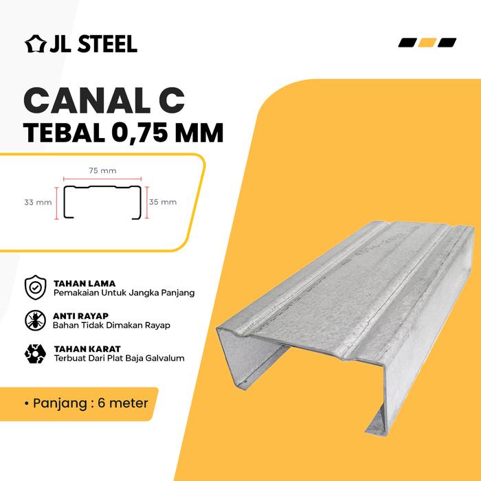 Gambar Kanopi Atap Baja Ringan Kanal C 75 C75 RENG galvalum TEBAL BERAT FULL - C75 - 75 dari JL Steel Makassar undefined Tokopedia