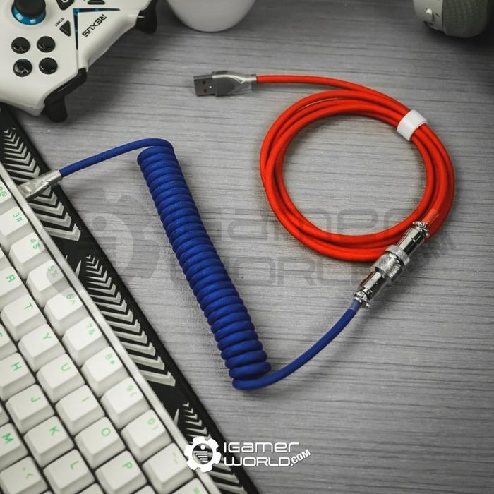 Gambar Coiled Aviator Cable Spring Wire Type-C for Mechanical Gaming Keyboard - RED BLUE dari igamerworld bekasi undefined Tokopedia