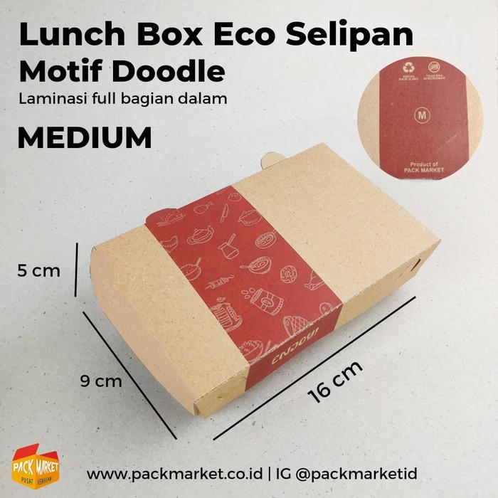 Gambar Paper Lunch Box MEDIUM Motif Doodle / Order KELIPATAN 20pc dari Pack Market undefined Tokopedia