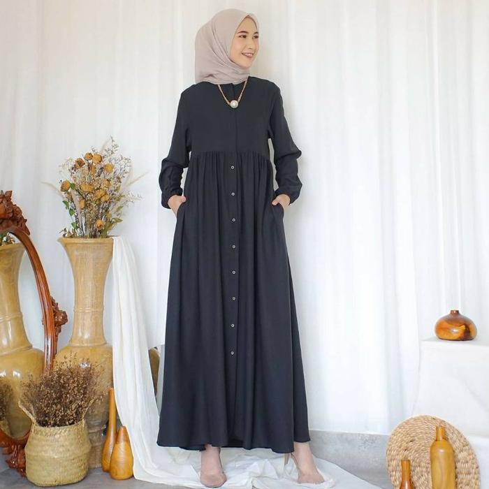 Gambar Gamis Putih Pengajian Polos Baju Gamis Syar'i Wanita Lebaran 2023 - Hitam, XL dari Fashionable Muslimah Bdg undefined Tokopedia
