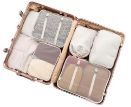 Gambar PREMIUM TRAVEL LUGGAGE ORGANIZER PACKING CUBE - Beige, 8in1 dari TOKOTOMHOUSE undefined Tokopedia