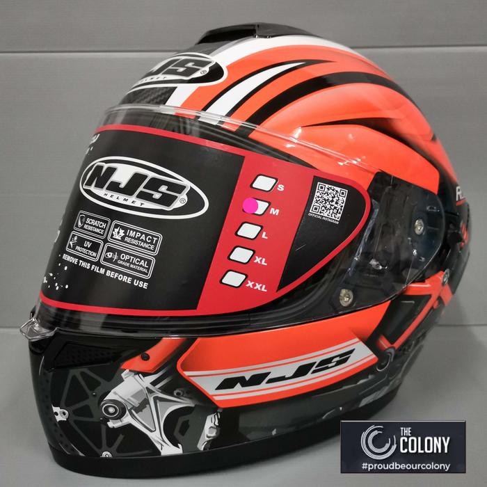 Gambar HELM NJS ZX1 RUSH BLACK BLUE DOUBLE VISOR FULLFACE NJS ZX-1 ORIGINAL - BLACK ORANGE, L dari Thecolonys undefined Tokopedia