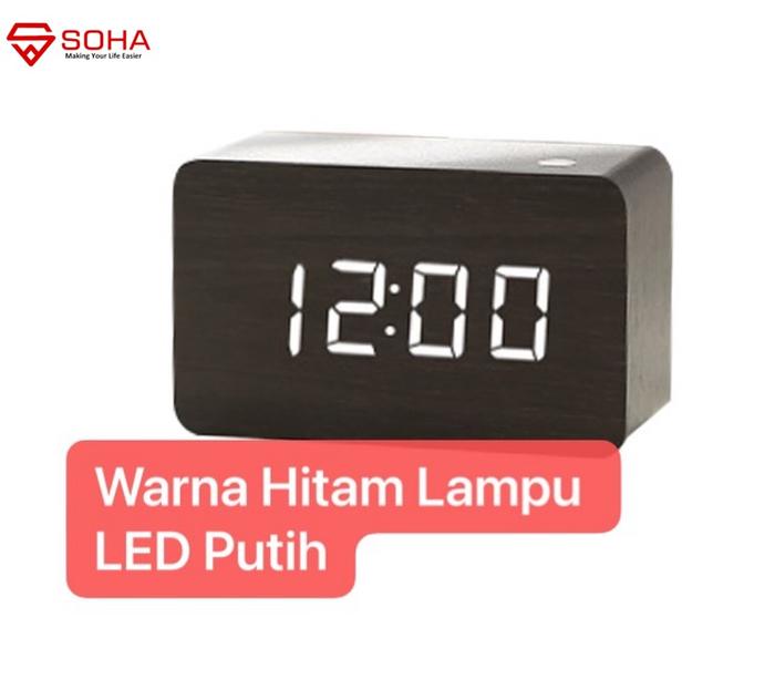 Gambar Jam Meja Digital Jam Kayu Led Weker Desain Motif Wood Alarm LED - JD-07 Hitam dari DistriButor Home Living undefined Tokopedia