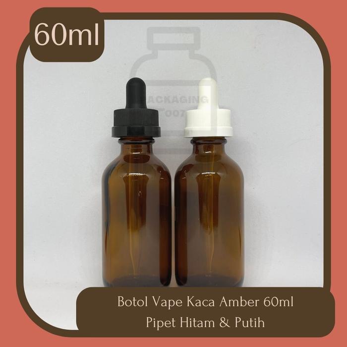 Gambar Botol Kaca Amber Liquid Vape 60ml/Botol Kosong - Pipet Hitam & Putih dari Packaging007 undefined 4 Tokopedia