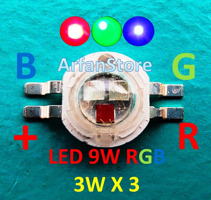 Jual HPL 9W RGB Red Green Blue Merah Hijau Biru High Power 3W x 3 Led 6 ...