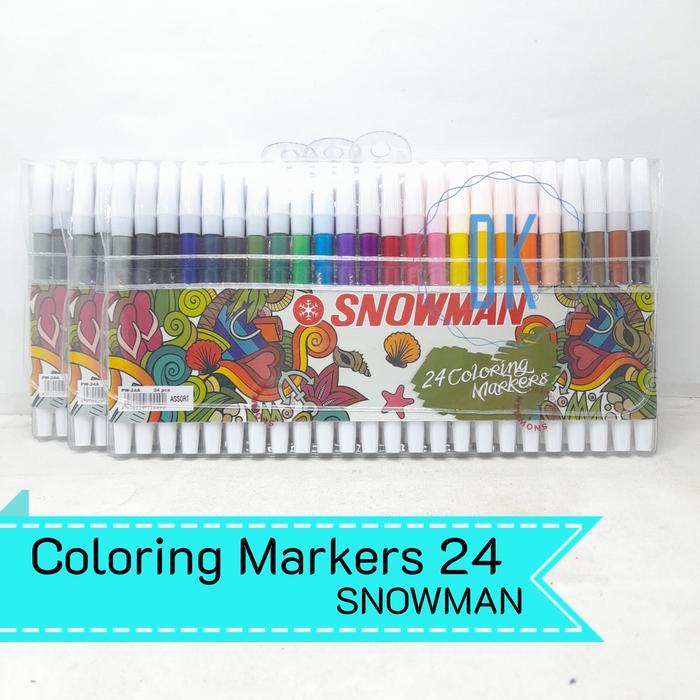 Jual Spidol Snowman Coloring Markers 24 Warna Color Permanent Marker ...