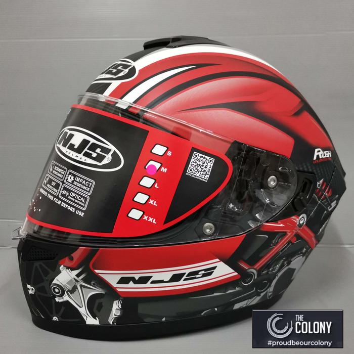 Gambar HELM NJS ZX1 RUSH BLACK BLUE DOUBLE VISOR FULLFACE NJS ZX-1 ORIGINAL - BLACK RED DOFF, L dari Thecolonys undefined Tokopedia