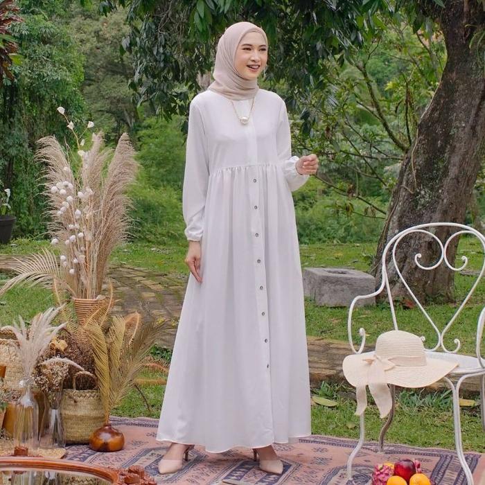 Gambar Gamis Putih Pengajian Polos Baju Gamis Syar'i Wanita Lebaran 2023 - Putih, S dari Fashionable Muslimah Bdg undefined Tokopedia