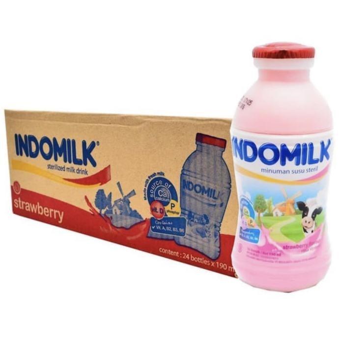 Gambar Susu Botol Indomilk rasa Strawberry 24 pcs 190 ML - Strawberi dari Sweet Recipe undefined Tokopedia