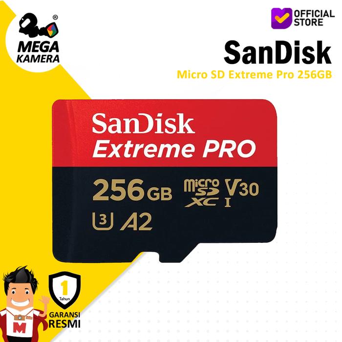 Gambar SanDisk Extreme Pro MicroSD 256GB SDHC-SDXC - Memory Card Kamera dari Megakamera undefined Tokopedia