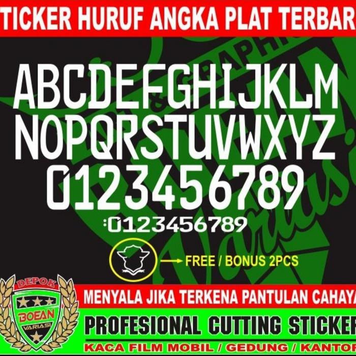 Gambar STICKER HURUF DAN ANGKA PLAT MOBIL TERBARU - Font Putih dari boean variasi undefined Tokopedia