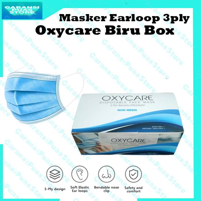 Gambar masker 3ply 50pcs earloop plus dus masker 3ply bukan sensi termurah - Biru +Box dari Garansi Puas Store undefined Tokopedia