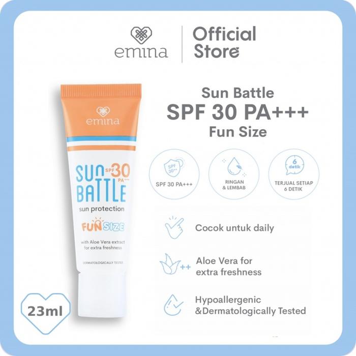 Gambar Emina Sun Battle Protection SPF 30 PA+++ 23ml & 60ml|SPF 45 PA+++ 30ml - 23ml SPF 30 dari Pinkangelus undefined Tokopedia