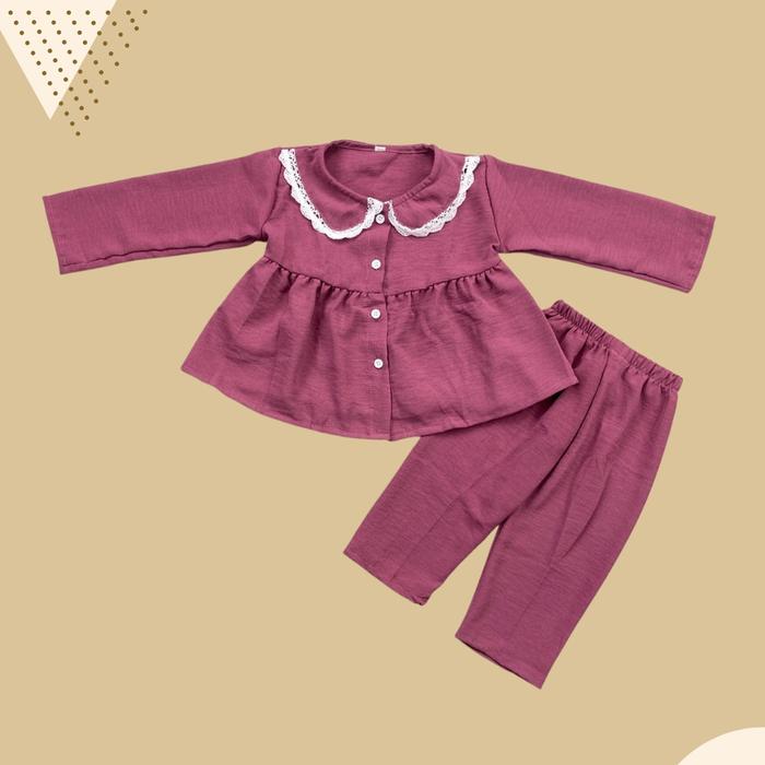 Gambar Setelan Panjang anak Perempuan NEIRA Set baju anak cewek usia 1-4 th - Plum, Size L (3-4 th) dari Naura Craft Collection undefined Tokopedia