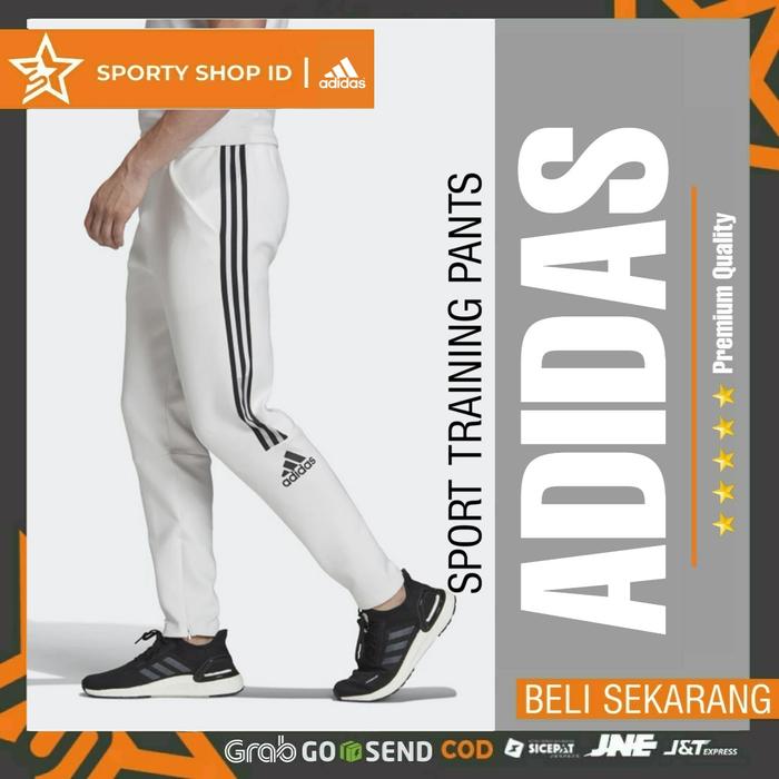 Gambar Celana Training Olahraga Trening Running Joging Adidas Panjang Pria - Putih 3 STRIP, M dari SportyShopID undefined Tokopedia