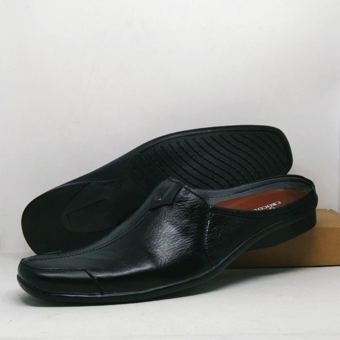 Gambar Sandal Slop Pria Bustong Kulit Asli Sepatu Sendal Cowok - Hitam, 39 dari ISTANA SANDAL 11 undefined Tokopedia