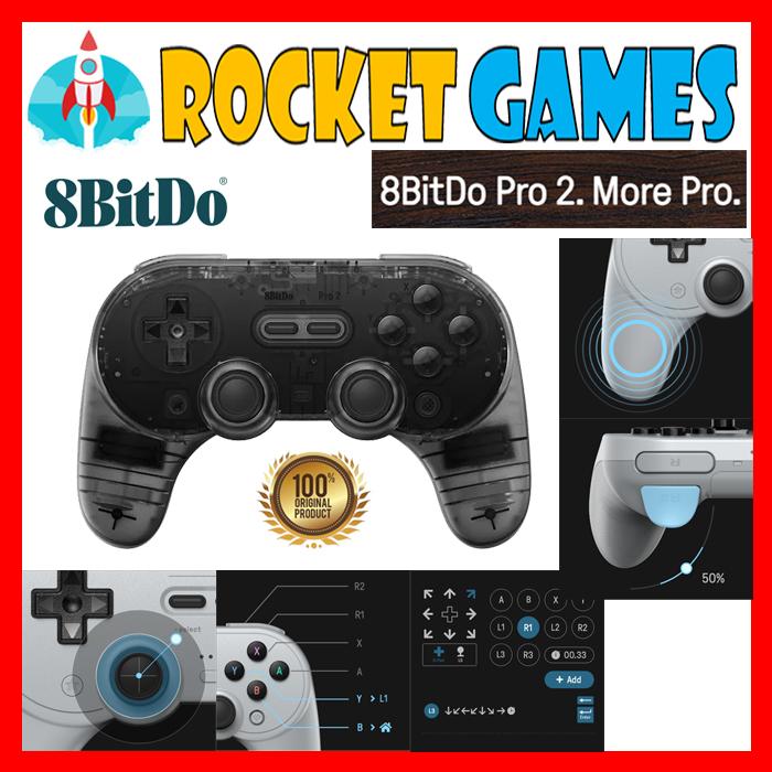 Gambar 8bitdo PRO 2 Colors Controller Bluetooth Gamepad Wireles Switch - TRANSPRN BLACK dari Rocket Games undefined Tokopedia