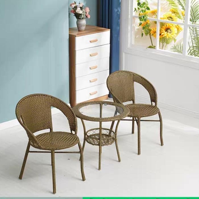 Gambar Kursi Teras Taman Santai Meja Garden Outdoor Cafe Motif Rotan Anyaman - Set A dari TobbyCollection undefined Tokopedia