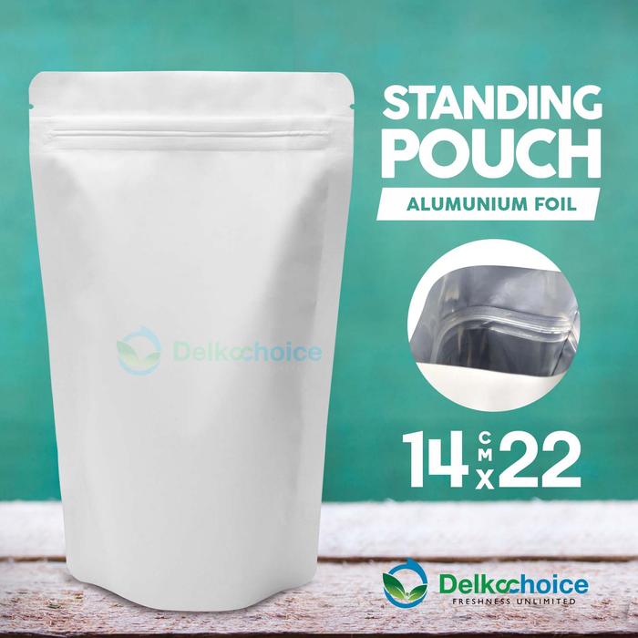 Gambar Plastik Kemasan MEDIUM 14cm DELKOCHOICE Standing Pouch Sealer Makanan - Full Putih14x22 dari PabrikPacking undefined Tokopedia