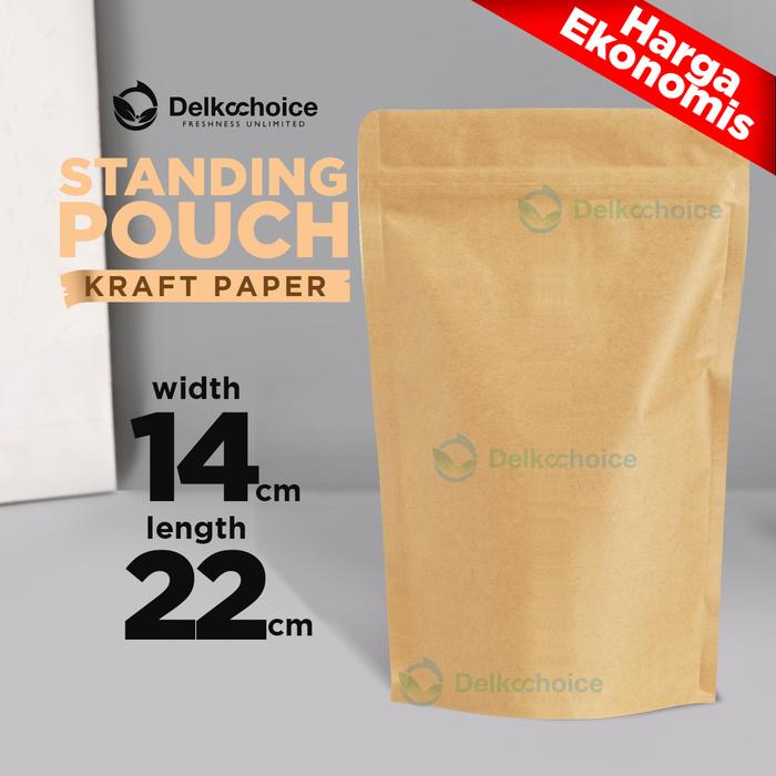 Gambar Plastik Kemasan MEDIUM 14cm DELKOCHOICE Standing Pouch Sealer Makanan - Kraft EkoFull14 dari PabrikPacking undefined Tokopedia