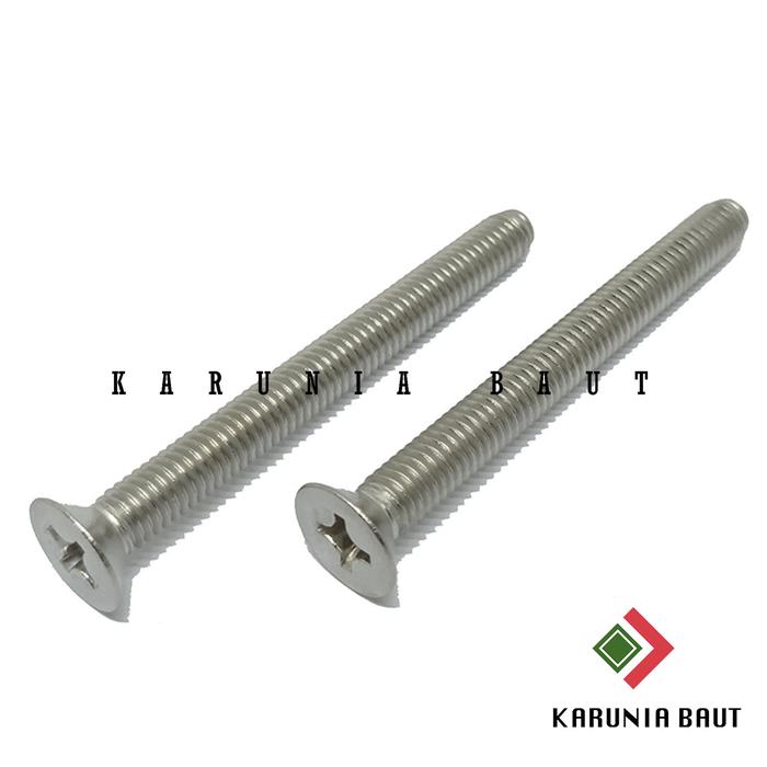 Gambar BAUT OBENG PLUS + BAUT JF M6 BAUT GALVANIS PUTIH DRAT 6 MM PITCH 1.00 - 6X60 dari KARUNIA BAUT undefined Tokopedia