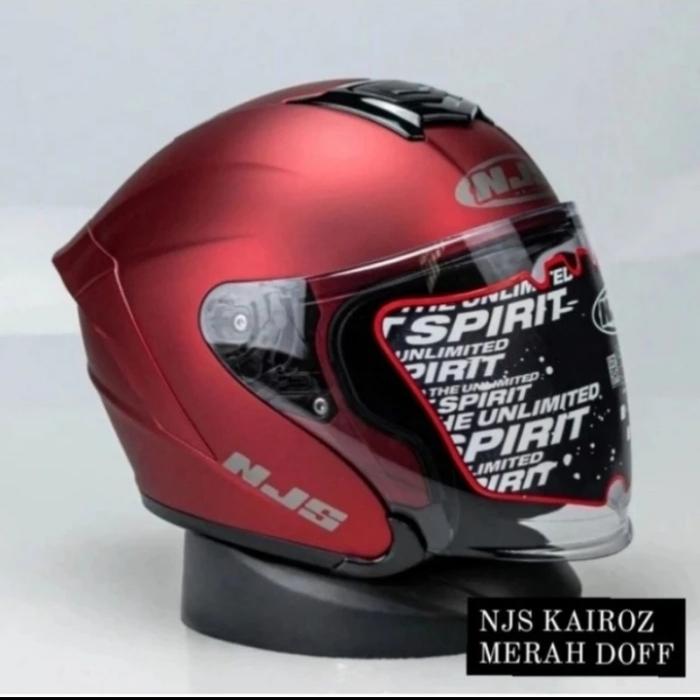 Gambar NJS HELM KAIROZ SOLID CANDY RED DOFF - C.red doff, L dari jodoh Helmet undefined Tokopedia