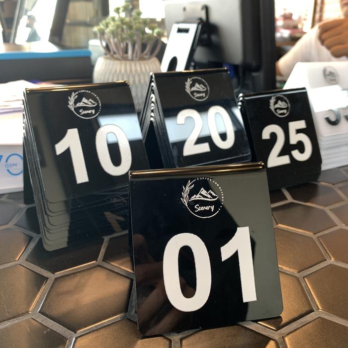 Gambar NOMOR MEJA AKRILIK | NOMOR MEJA CAFE ACRYLIC CUSTOM 8x8cm - Hitam, 12 dari TEFA TKP undefined Tokopedia