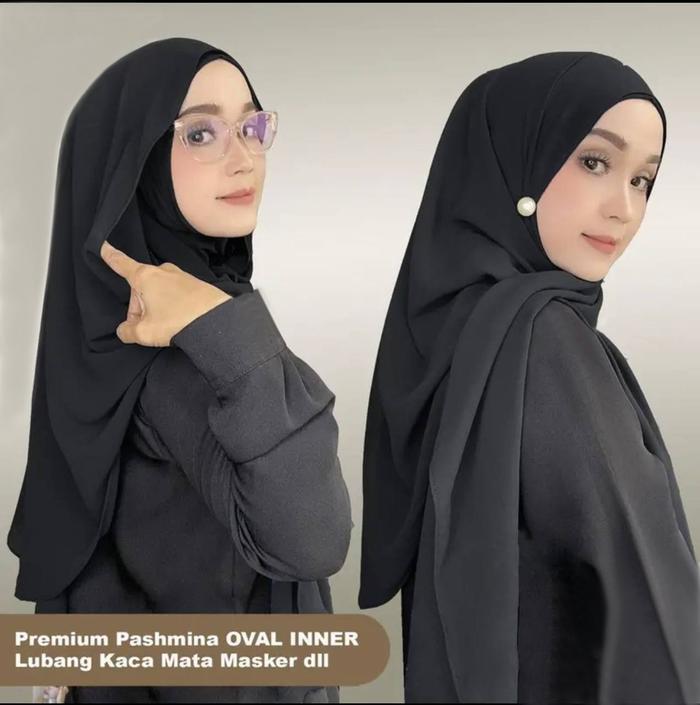 Gambar PASMINA OVAL INNER LUBANG KACA MATA TERBARU / PASMINA CURVE VIRAL - Hitam dari talisaatalya undefined Tokopedia