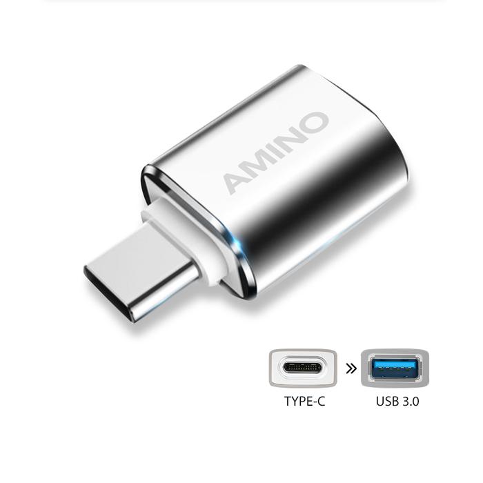 Gambar AMINO OTG Connector TYPE C TO USB 3.0 Adapter Converter Fast Data Transfer Hitam Silver Metal - Silver, OTG TYPE C dari AMINO Shop Indonesia undefined Tokopedia