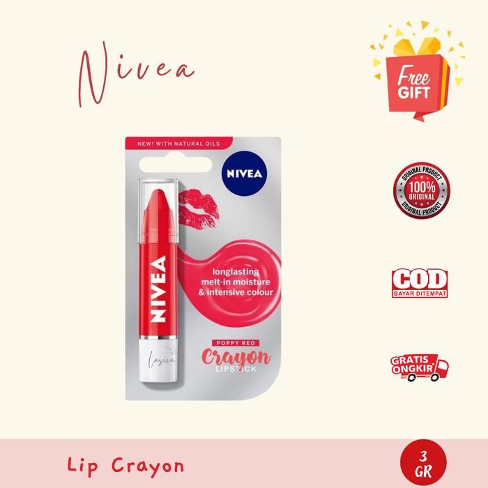 Gambar NIVEA LIP CRAYON LIPCRAYON POPPY RED CORAL CRUSH BPOM LIP CARE NIVEA dari LasivaID undefined Tokopedia