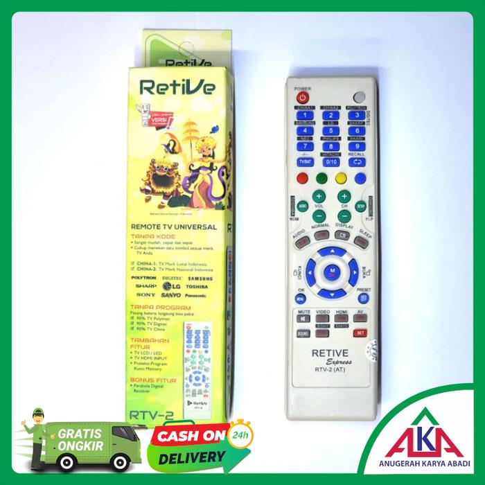 Gambar REMOTE TV UNIVERSAL RETIVE RTV1-RTV10 REMOT untuk TV tabung, LCD, LED - RTV 2 dari Berkat.Elektrik undefined Tokopedia