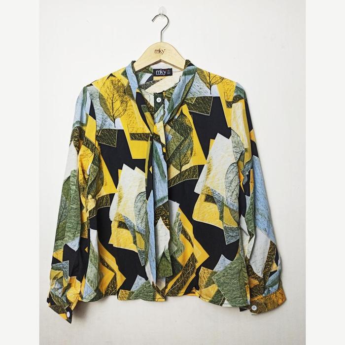 Gambar - Mky Clothing Kemeja Wanita Lengan Panjang Motif Abstrak - - Hijau dari tgsstore undefined Tokopedia