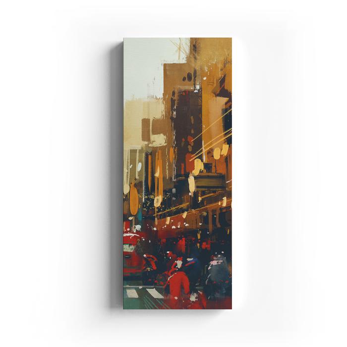 Gambar Lukisan Panel Nuansa Kota Senja Warna Orange Dekorasi Dinding Rumah - Paint 09 C, 27x70cm dari Kayugraphy undefined Tokopedia