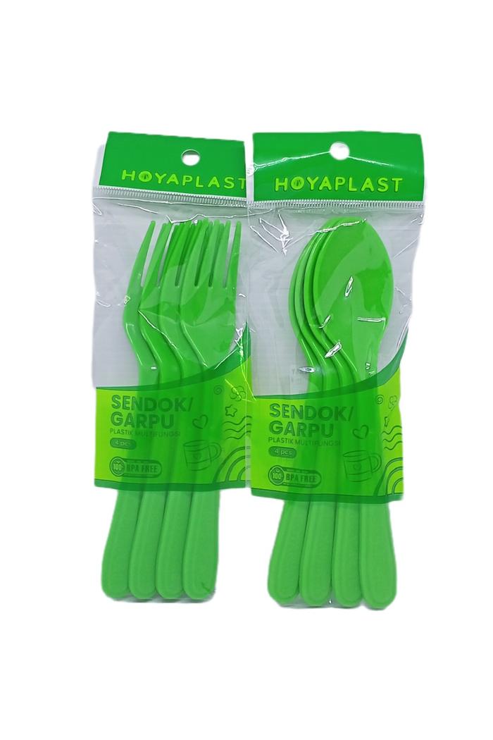 Gambar Hoyaplast sendok dan garpu plastik - 1 pak isi 4 pcs - Hijau, Sendok dari HouseHerbal undefined Tokopedia