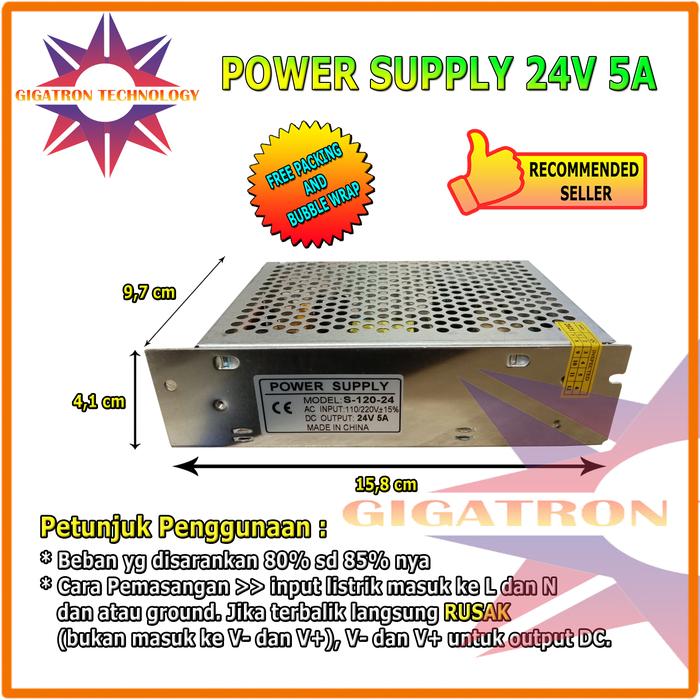 Gambar Power Supply 24V 5A Switching Power Supply 24V 5A High Quality Jaring dari Gigatron Technology undefined Tokopedia