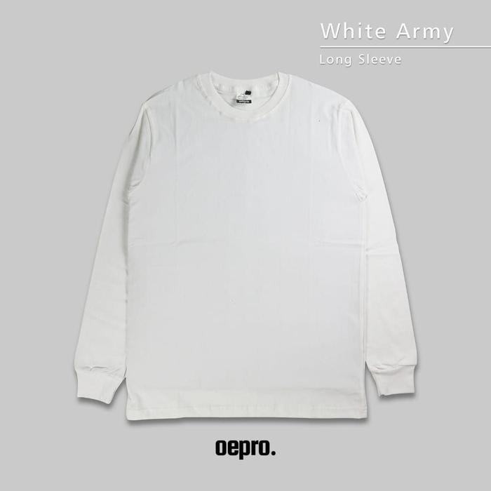 Gambar Baju Kaos Polos Lengan Panjang Laki-Laki Wanita Oversize T-Shirt Oepro - White Army, XL dari BELFASHOP com undefined Tokopedia