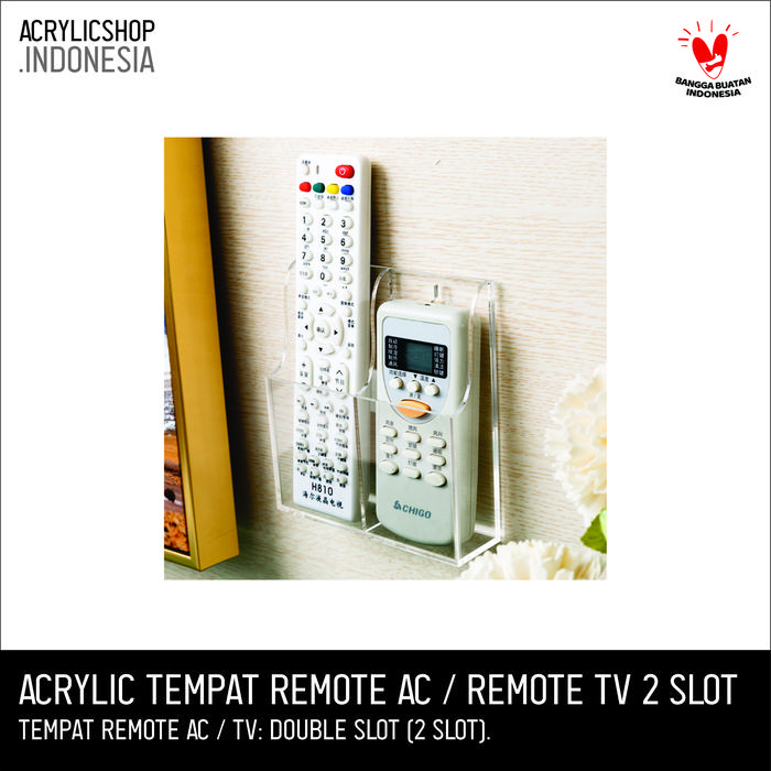 Gambar Acrylic Tempat Penyimpanan Remote AC & TV / Tempat Remot TV Akrilik - 2 Slot dari acrylicshopindonesia undefined Tokopedia