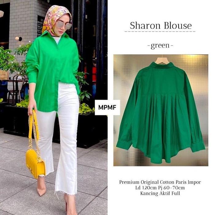 Gambar ATASAN, atasan wanita, fashion muslim, baju wanita, Sharon Blouse - Green dari Fashion ModeQu undefined Tokopedia