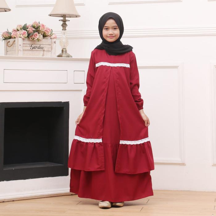 Gambar GAMIS ANAK PEREMPUAN GAMIS ANAK RENDA BAJU ANAK TERBARU GAMIS MUSLIMAH - Marun, S dari ACHSA SToRE undefined Tokopedia