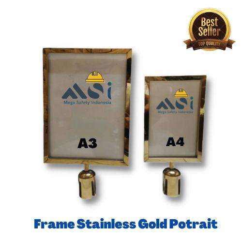 Gambar Sign Board Frame Stainless Emas A3 & A4 / Potrait & Landscape - A4 Potrait dari MegaSafety Indonesia undefined Tokopedia