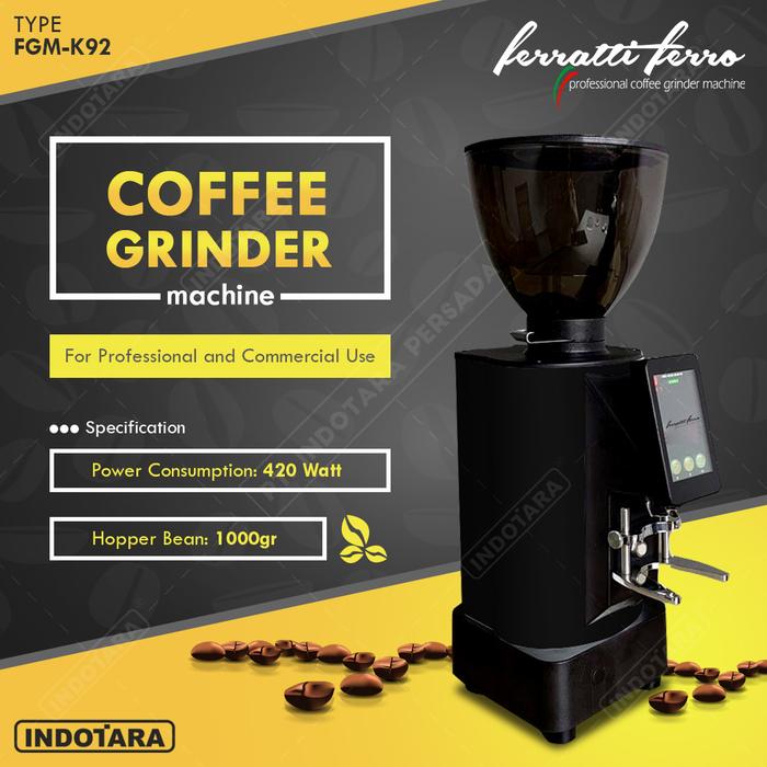Gambar Coffee Grinder Machine / Alat Penggiling Kopi Ferratti Ferro FGM K92 - Glossy Black dari PT. Indotara Persada undefined Tokopedia