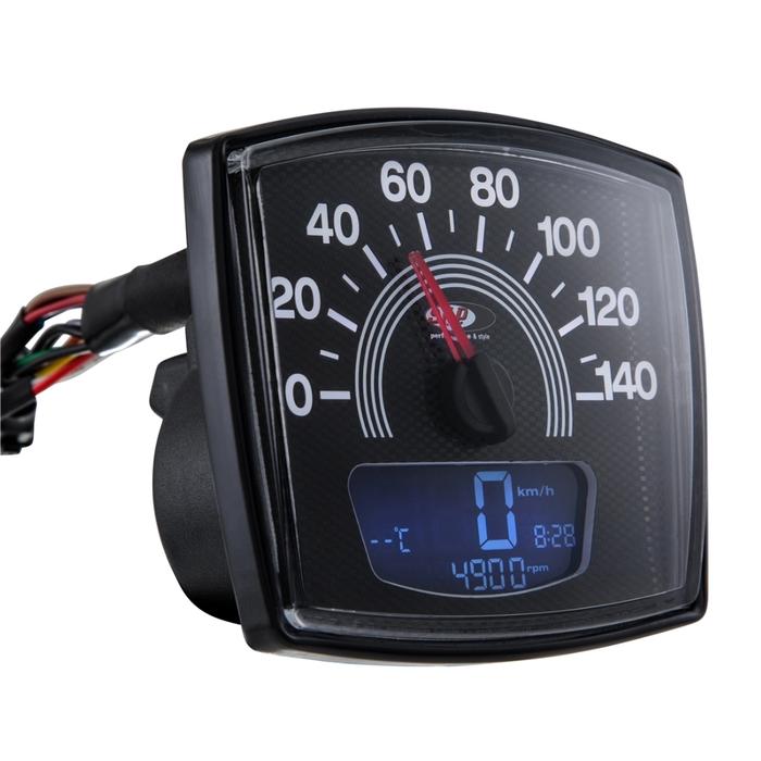 Gambar Speedo Speedometer Digital SIP Vespa smallframe Special PTS 140 km/h - Carbon Look dari Italianproject.id undefined Tokopedia