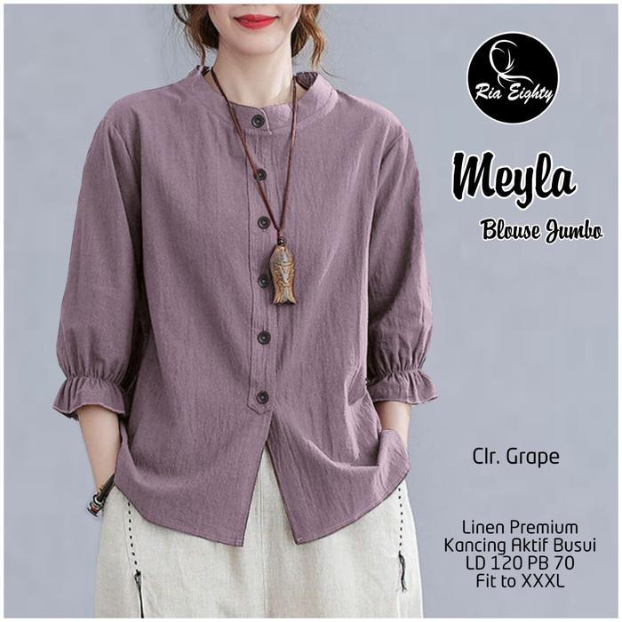 Gambar blus polos atasan wanita bahan katun rami best collection meyla - code 2, XXXL dari SachiAdia undefined Tokopedia